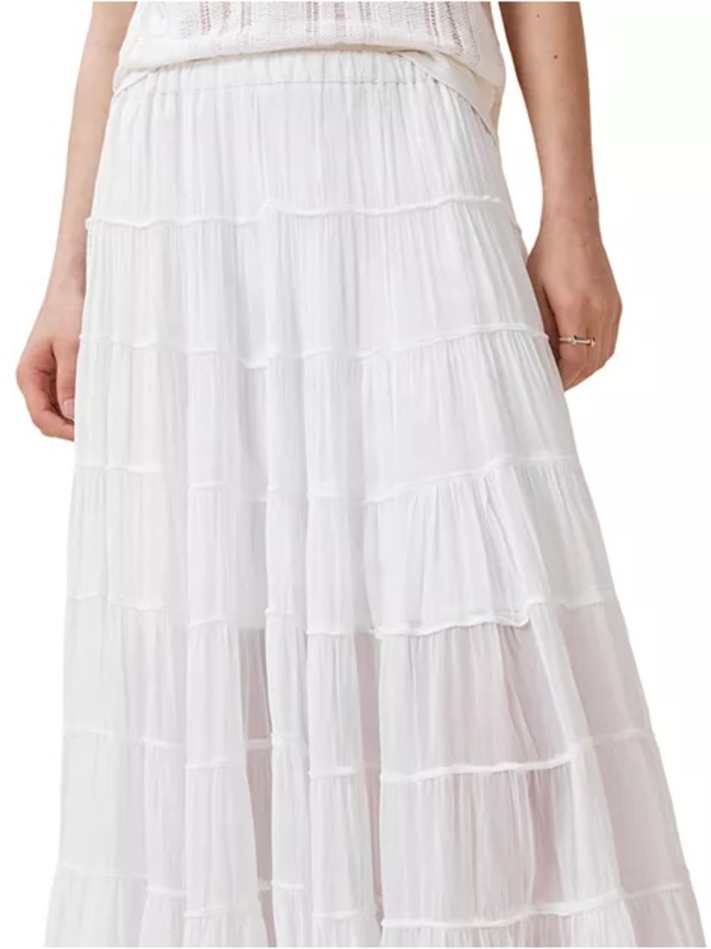 All Saints Eva Tiered Maxi Skirt Chalk White Size US 0 - Picture 8 of 13